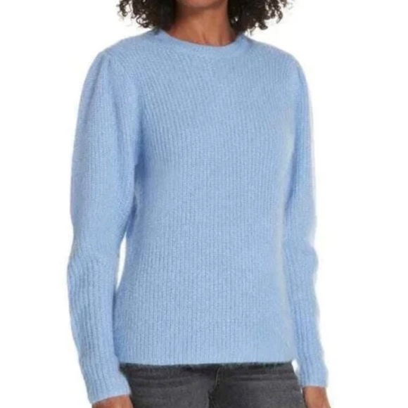 Lewit Mohair Wool Silk Puff Sleeve Sweater Periwinkle XS R - Picture 1 of 9